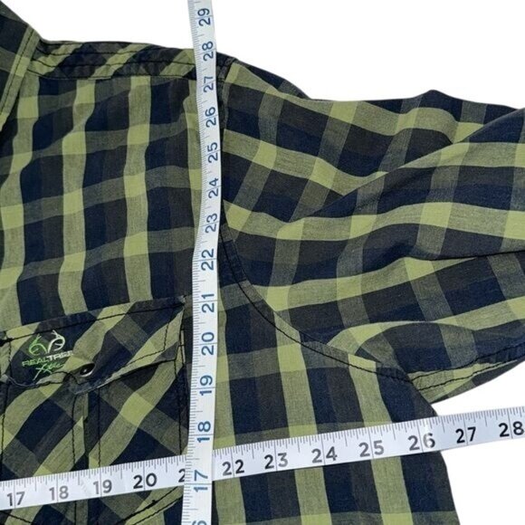Realtree Mens XX-Large Green & Black Plaid Button-Up Long Sleeve Shirt - Picture 7 of 7